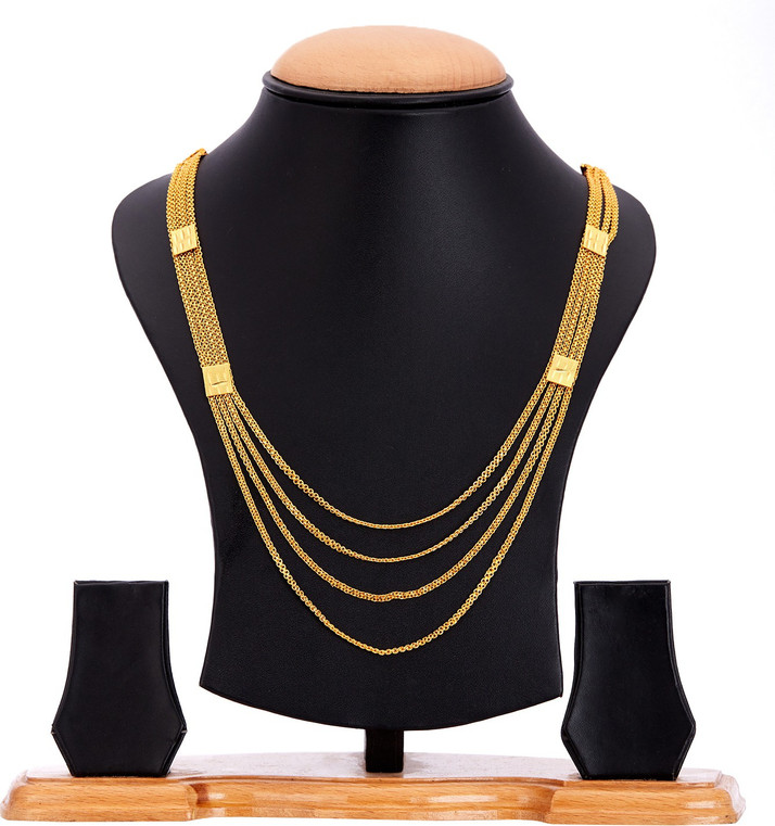 ZENEME Long Necklace Multi Strand Gold 