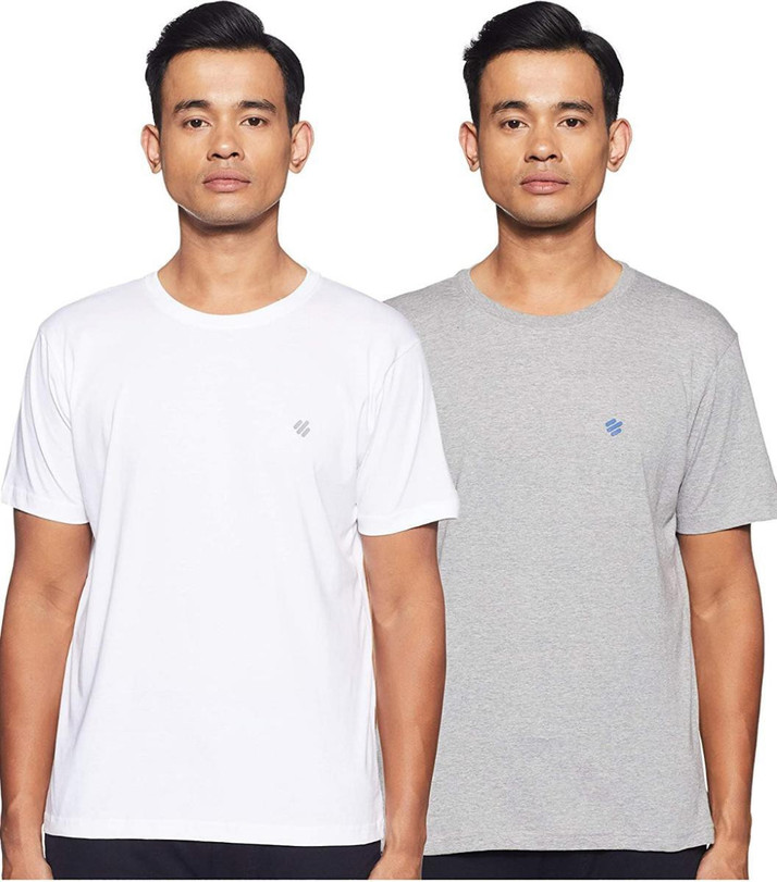 ONN Solid Men Round Neck Grey, White T 