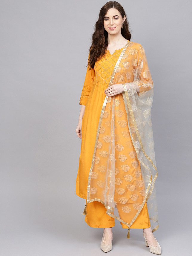 Jaipur Kurti Solid, Embroidered Kurta 