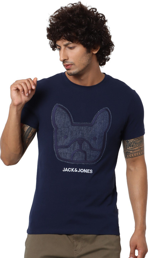 JACK \u0026 JONES Applique Men Round Neck 