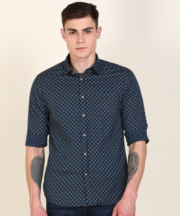 FLYING MACHINE Men Printed Casual Blue 