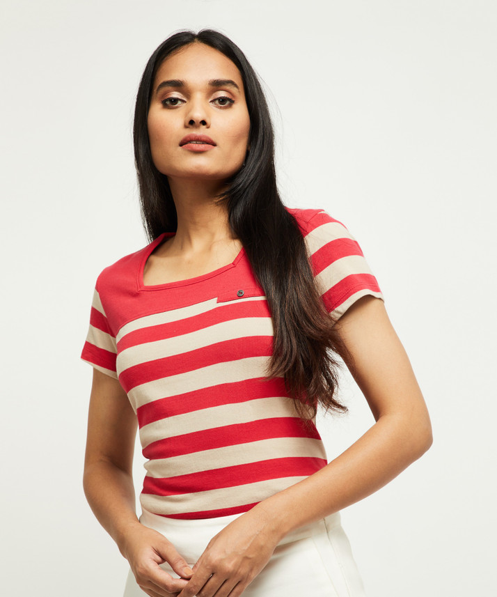 Buy MAX Striped Women Square Neck 