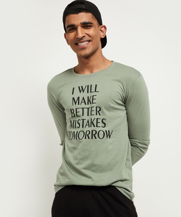 Buy MAX Printed Women Round Neck Green 