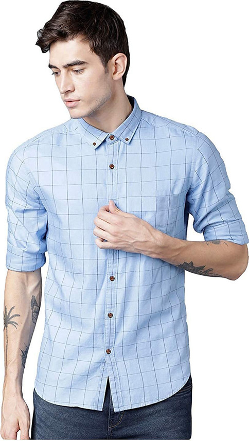 RK Fashion Men Checkered Casual Blue 
