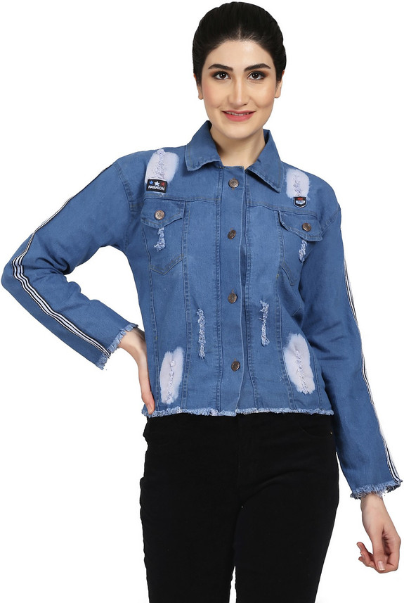 Full Sleeve Solid Women Denim Jacket 
