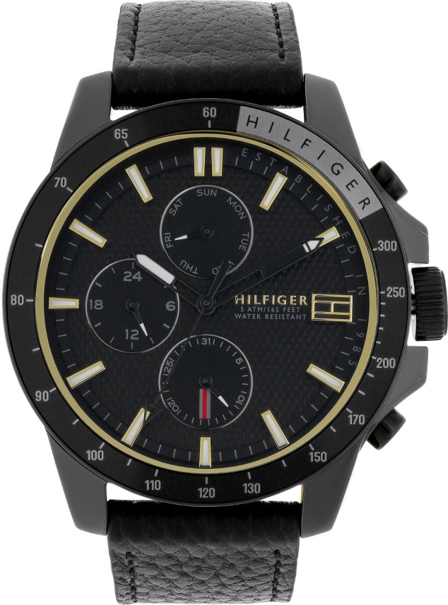 tommy hilfiger black watches for men