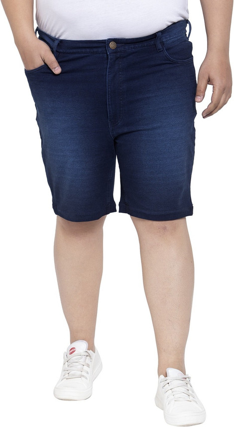 PLUSS Solid Men Blue Bermuda Shorts 