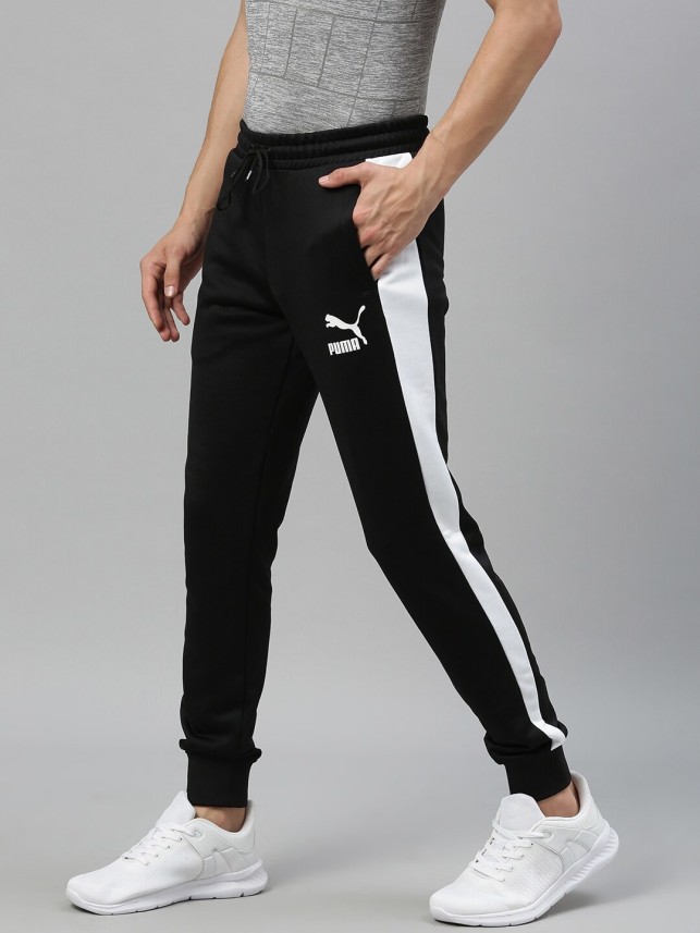 puma solid men black track pants