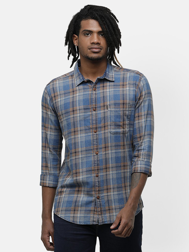 VOI JEANS Men Checkered Casual Blue 