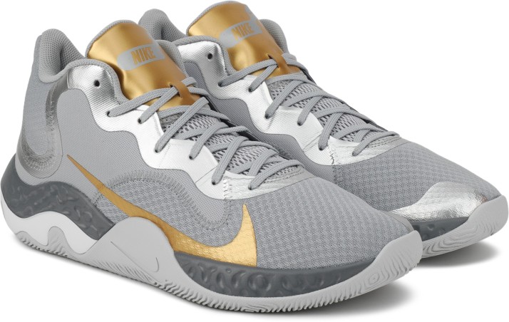 grey and gold basketball shoes