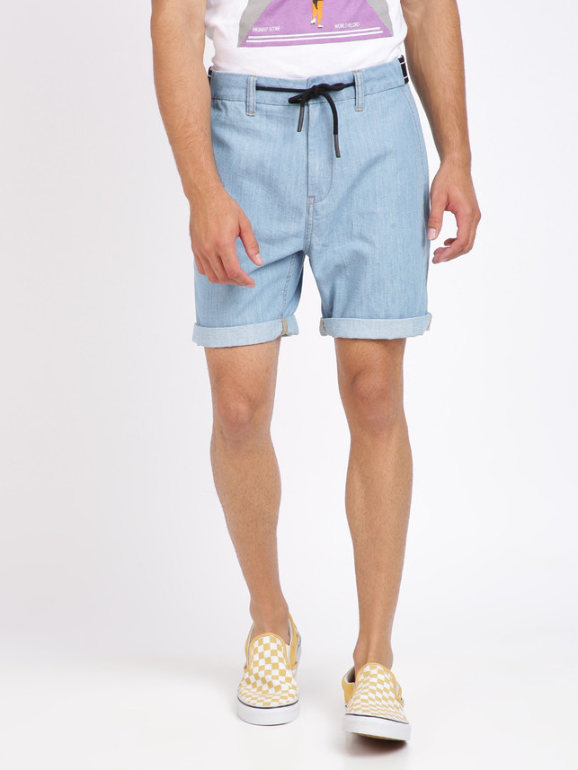 BREAKBOUNCE Solid Men Blue Denim Shorts 