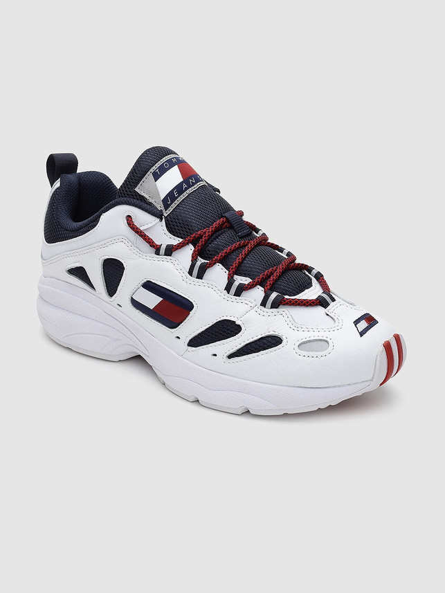 tommy hilfiger men white solid sneakers