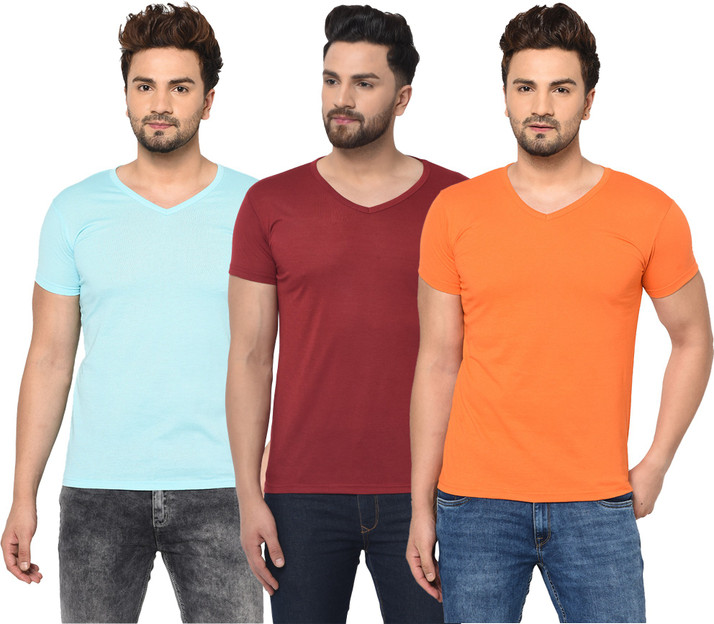 Unite Wear Solid Men V Neck Multicolor 