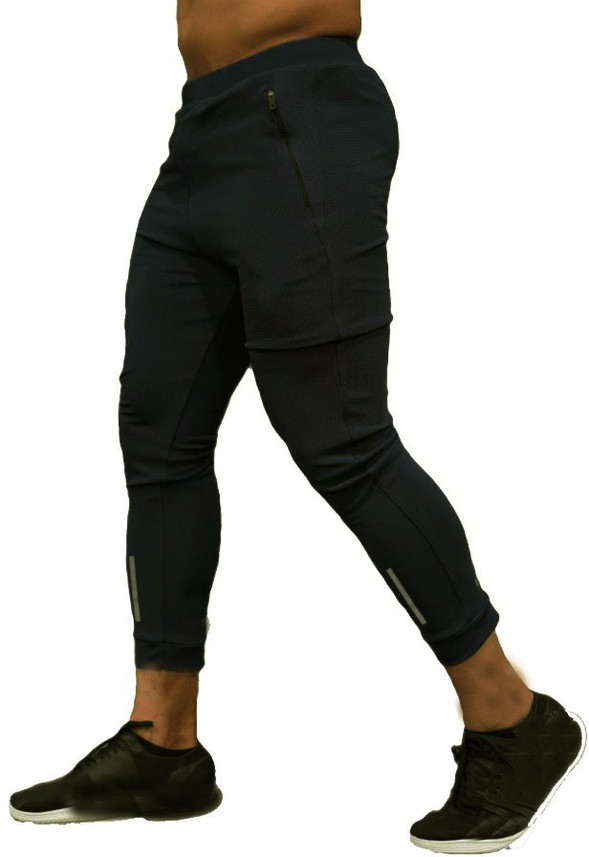 FITNICK Solid Men Black Track Pants 