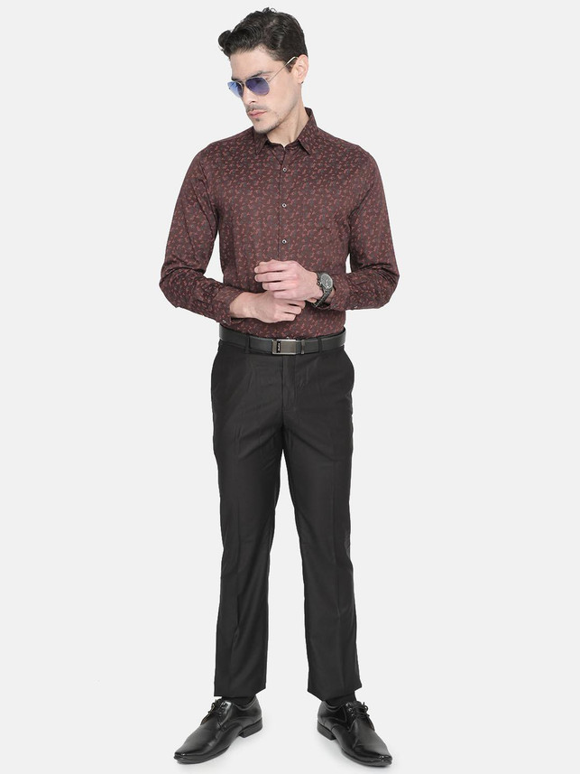 J. HAMPSTEAD Men Printed Formal Maroon 