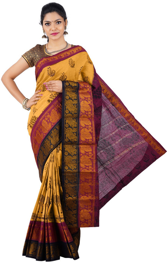 SUNNOVELTY Printed Sungudi Pure Cotton 