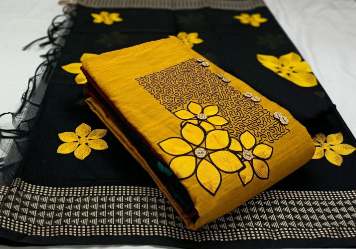 yellow salwar suit material