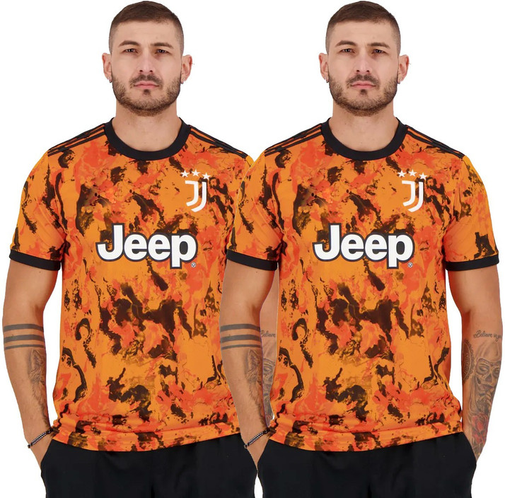 Jeep Printed Men Round Neck Orange T 