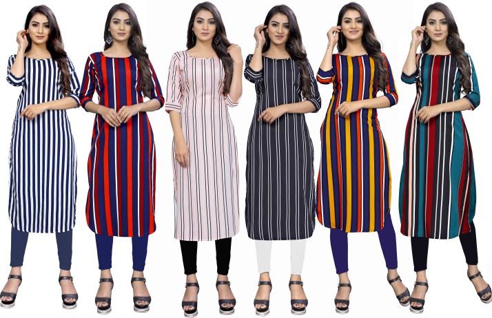 Pack of 4 Women Printed Crepe Straight Kurta Price in India, Full  Specifications & Offers | DTashion.com