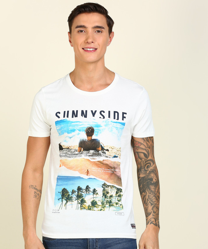 FLYING MACHINE Printed Men Round Neck 