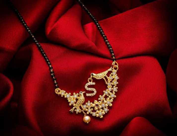 Vraj India S Letter Mangalsutra Love Bird Gold Plated Pendant For Girls Women Alloy Design New Model 18 Inch Short Long Stylish Traditional Fashionable Chain Alphabet Name Mangalsutras Alloy Mangalsutra Price In India