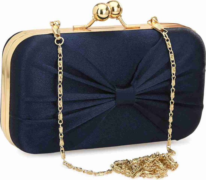 navy blue and gold clutch
