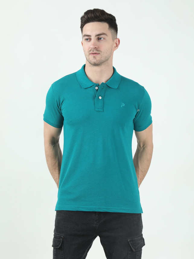 PROMOUNT Solid Men Polo Neck Dark Green 