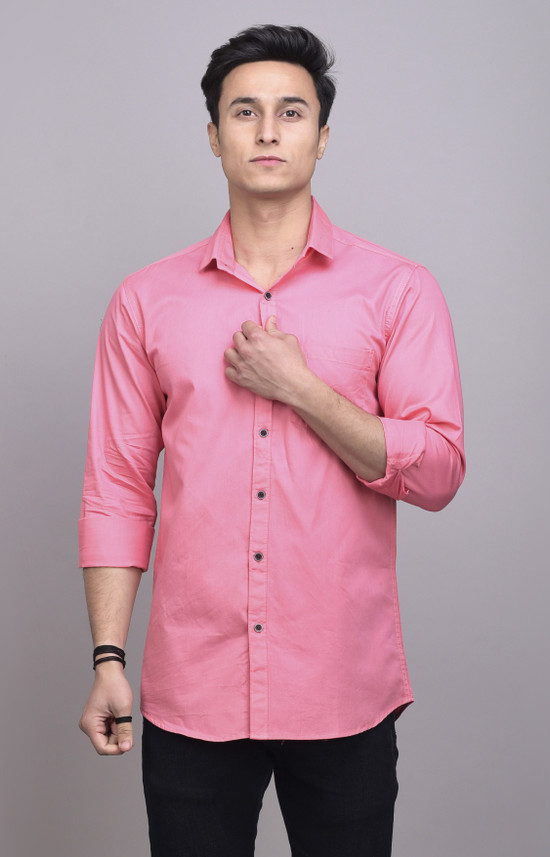 one 10 Men Solid Casual Pink Shirt 