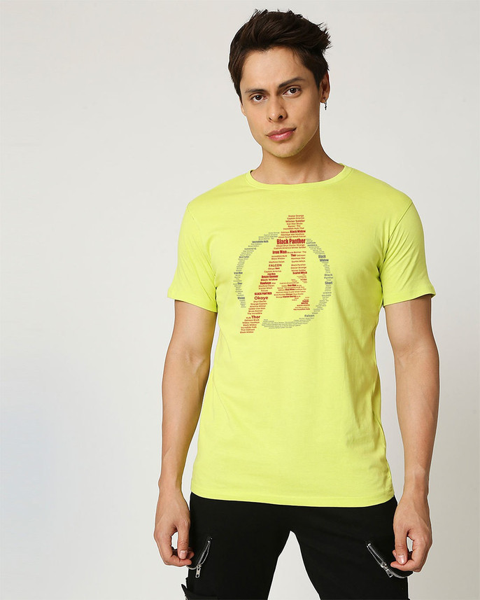 BEWAKOOF Printed Men Round Neck Yellow 