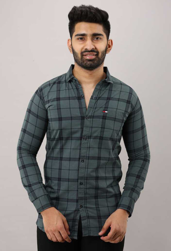 Ragoho Men Checkered Casual Grey Shirt 