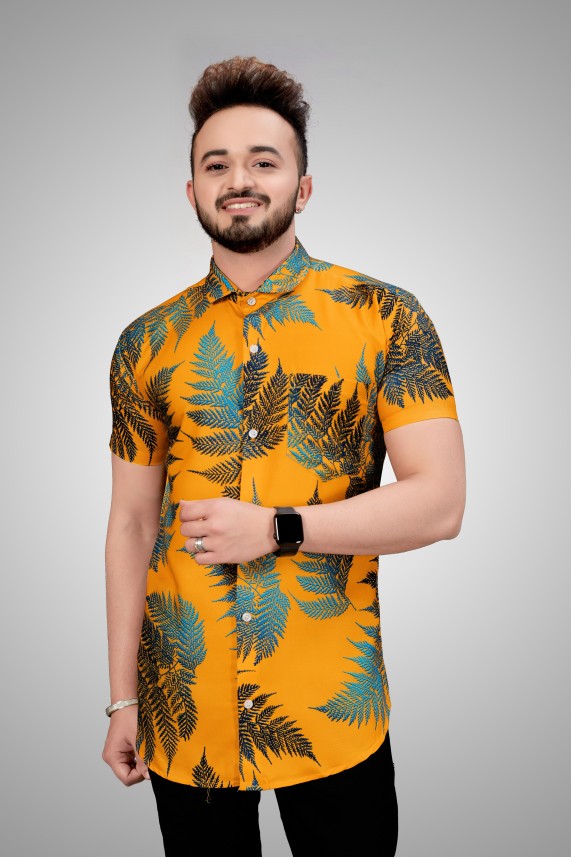 FESHILIOUS Men Printed Casual Yellow Shirt - Buy FESHILIOUS Men 