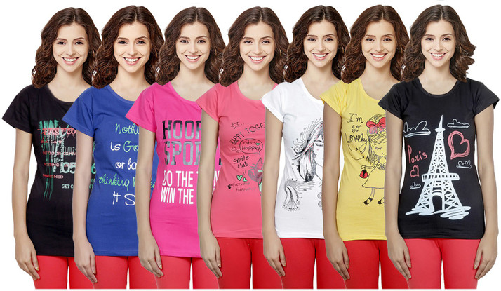 Buy Indistar Printed Women Round Neck 