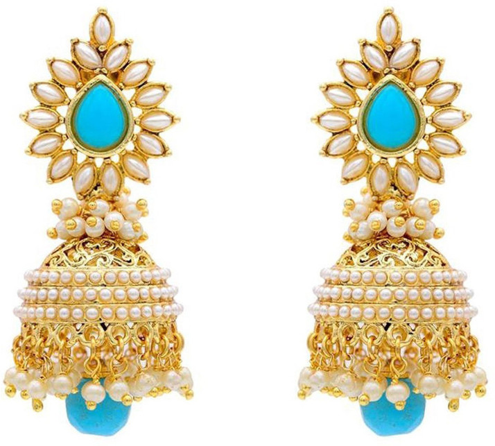 Indian Bollywood Ethnic Gold Plated Party Wear Pearl Cz Jhumki Jhumka Earrings k 