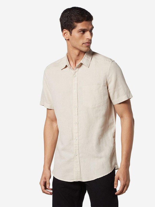MG FASHION Men Solid Casual Cream Shirt 