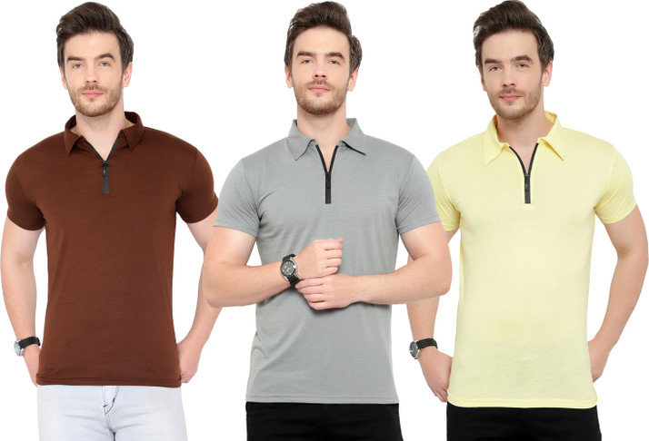 Tivy Solid Men Polo Neck Multicolor T 