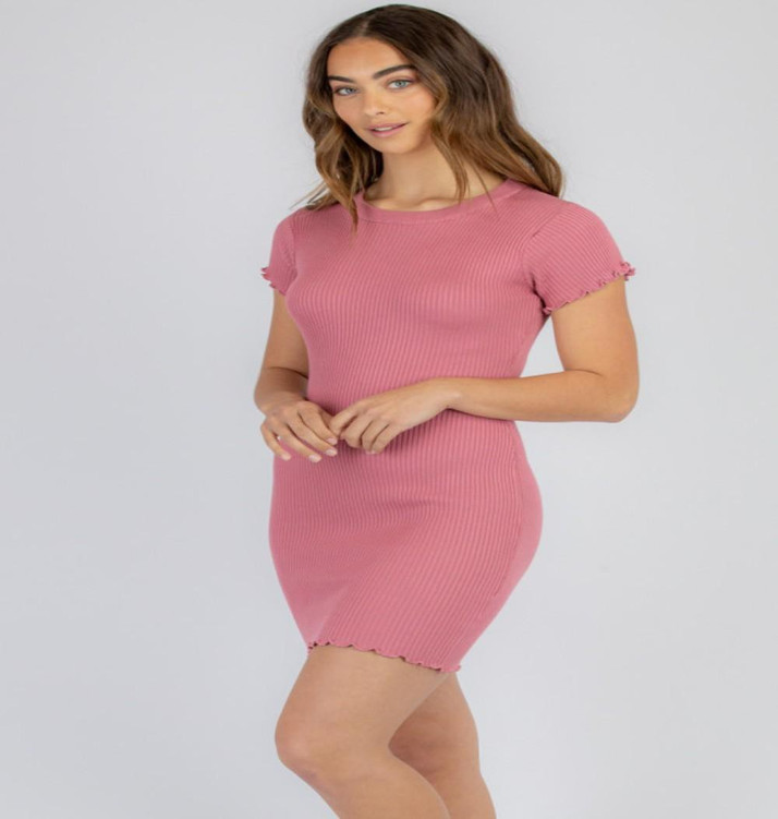 pink ribbed dress