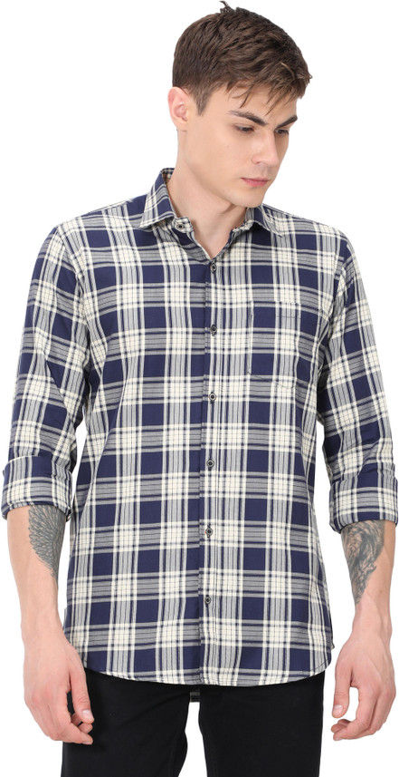 Buy platypuss Men Checkered Casual Blue 
