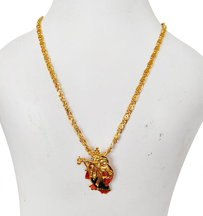 Radha Krishna Pendant With Golden Chain 