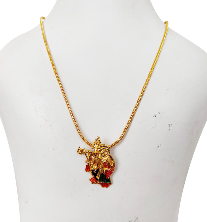 Radha Krishna Pendant With Golden Chain 
