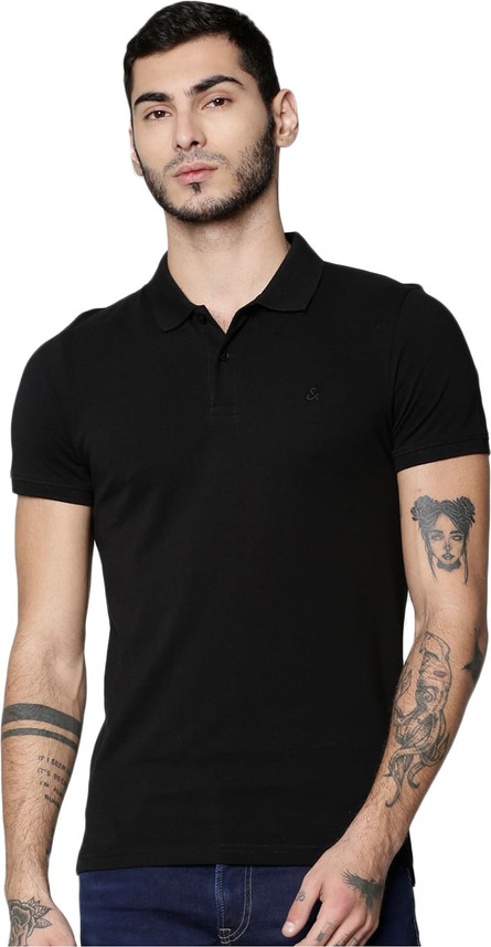 BS SPORT Solid Men Polo Neck Black T 