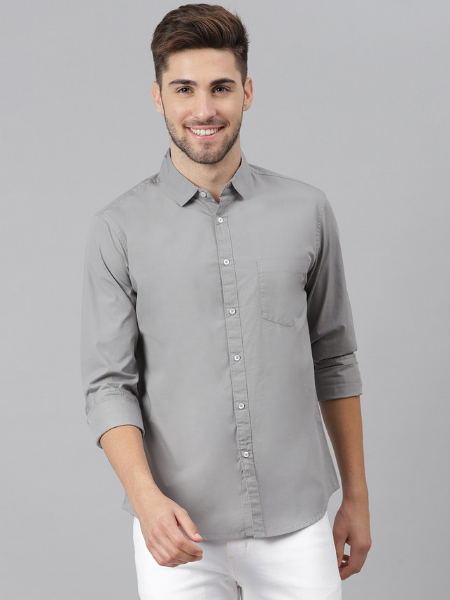 Dennis Lingo Men Solid Casual Grey 