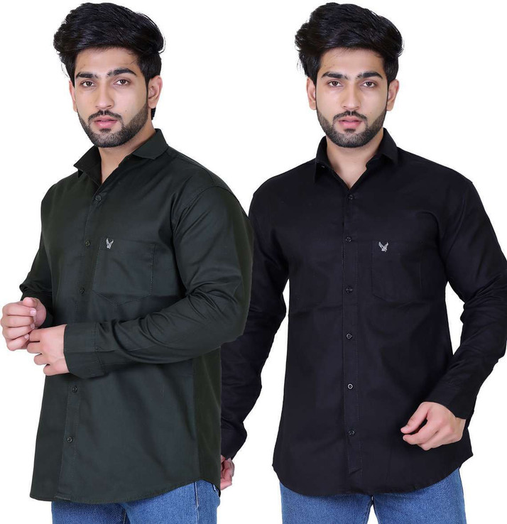 Eagle Zara Men Solid Casual Black Shirt 