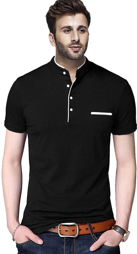 Solid Men Mandarin Collar Multicolor 