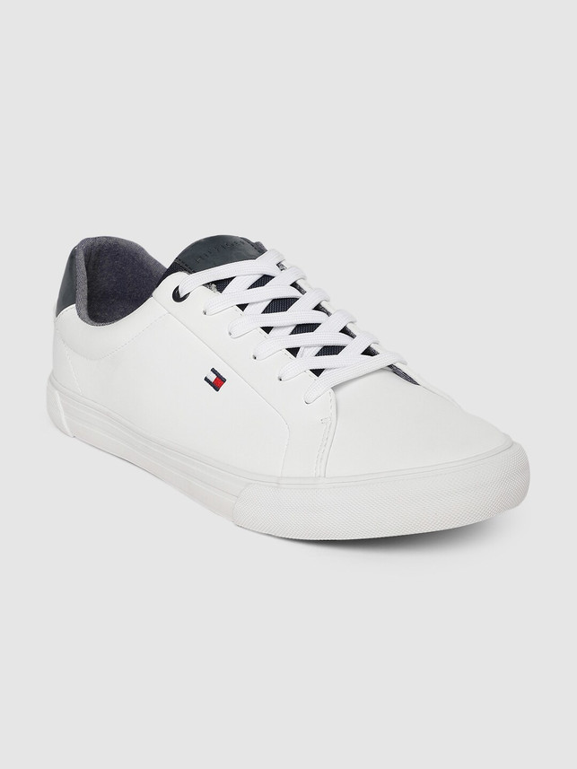 tommy hilfiger men white solid sneakers