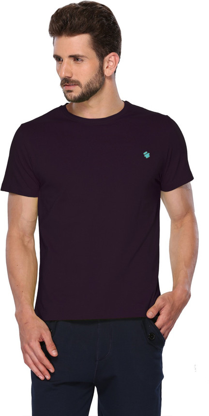 ONN Solid Men Round Neck Purple T-Shirt 