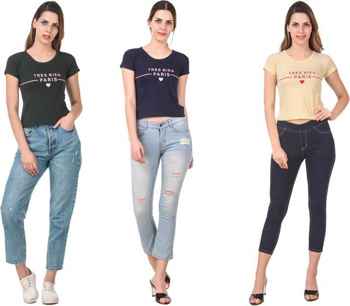 Viralee Retail Printed Women Round Neck Multicolor T Shirt Buy Viralee Retail Printed Women Round Neck Multicolor T Shirt Online At Best Prices In India Flipkart Com
