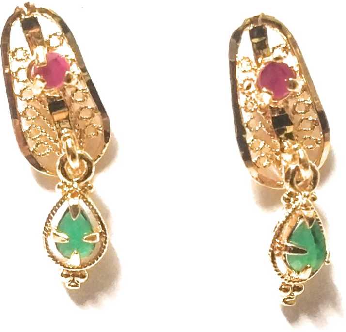 Flipkart Com Buy Ssfj One Gram Gold Jimiki Stone Earrings J Type Copper Stud Earring Online At Best Prices In India