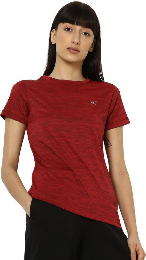 PERFORMAX Solid Women Round Neck Maroon 