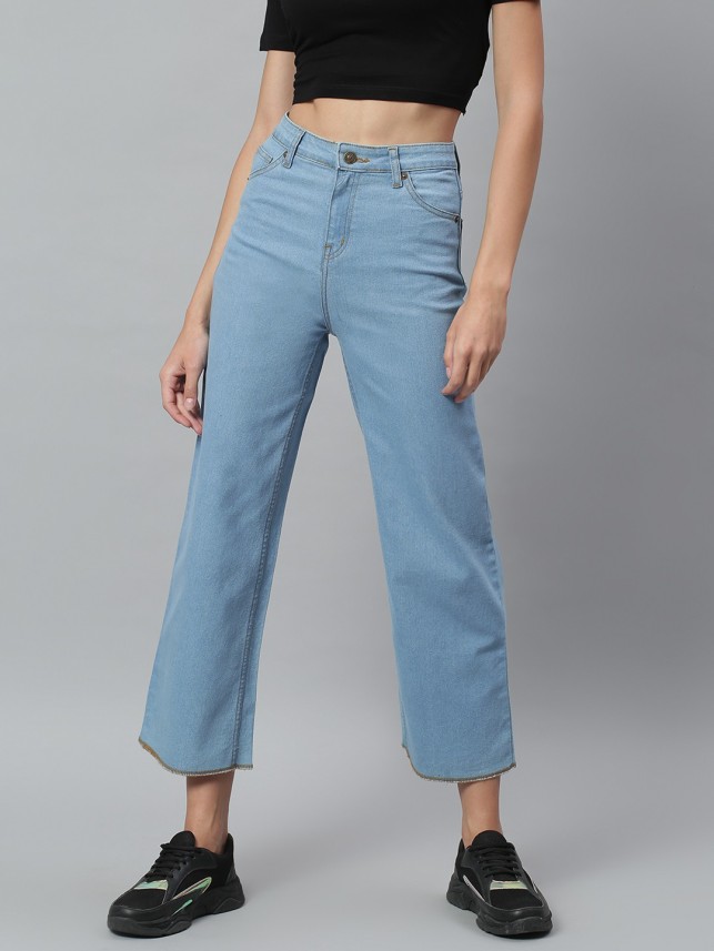 high waist wide leg jeans flipkart