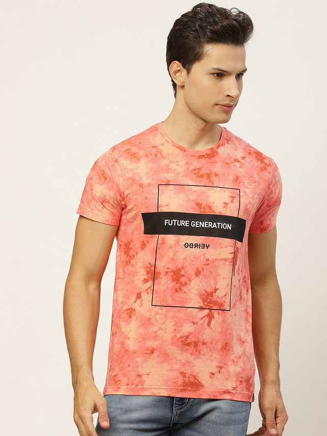 Veirdo Tie \u0026 Dye Men Round Neck Orange 